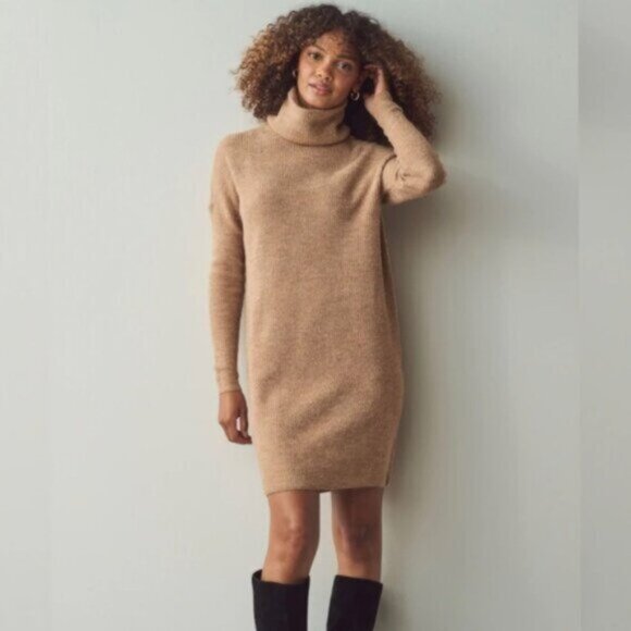 Rachel Zoe Camel Turtleneck Knee Length Sweater Dress - Picture 1 of 16